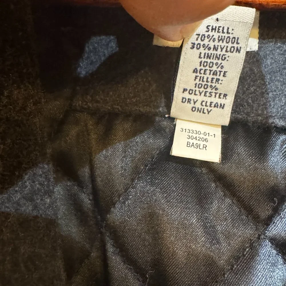 Gap Jacket Pea Coat Men Large Black Wool‎ Blend Full Zip Quilt Lined warm - Picture 5 of 8